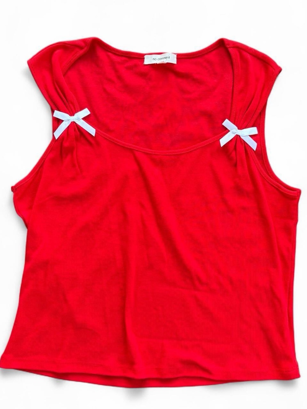 Red Tank Top with Bow Accents